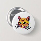 Badge Rond 5 Cm Chat Coloré  (Devant & derrière)