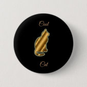 Badge Rond 5 Cm Chat cool Gold (Devant)