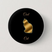 Badge Rond 5 Cm Chat cool Gold (Devant)