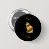 Badge Rond 5 Cm Chat cool Gold (Devant & derrière)