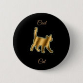 Badge Rond 5 Cm Chat cool Gold (Devant)