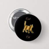 Badge Rond 5 Cm Chat cool Gold (Devant & derrière)