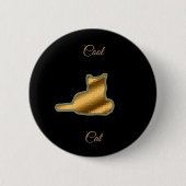 Badge Rond 5 Cm Chat cool Gold (Devant)