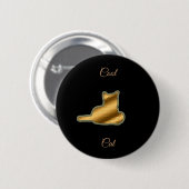 Badge Rond 5 Cm Chat cool Gold (Devant & derrière)