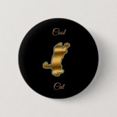 Badge Rond 5 Cm Chat cool Gold (Devant)