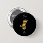 Badge Rond 5 Cm Chat cool Gold (Devant & derrière)
