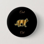 Badge Rond 5 Cm Chat cool Gold (Devant)
