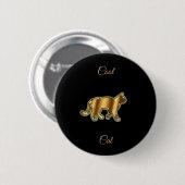 Badge Rond 5 Cm Chat cool Gold (Devant & derrière)