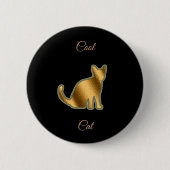 Badge Rond 5 Cm Chat cool Gold (Devant)