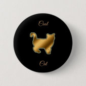 Badge Rond 5 Cm Chat cool Gold (Devant)