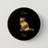Badge Rond 5 Cm Chat cool Gold (Devant)