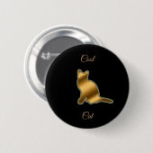 Badge Rond 5 Cm Chat cool Gold (Devant & derrière)