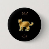 Badge Rond 5 Cm Chat cool Gold (Devant)