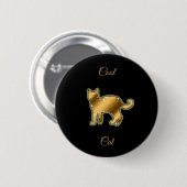Badge Rond 5 Cm Chat cool Gold (Devant & derrière)