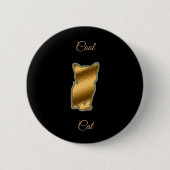 Badge Rond 5 Cm Chat cool Gold (Devant)