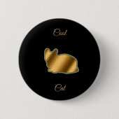 Badge Rond 5 Cm Chat cool Gold (Devant)