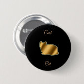 Badge Rond 5 Cm Chat cool Gold (Devant & derrière)