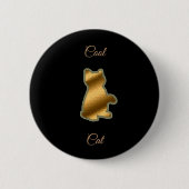 Badge Rond 5 Cm Chat cool Gold (Devant)