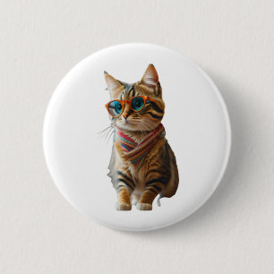 Badge Rond 5 Cm Chat Cool mignon