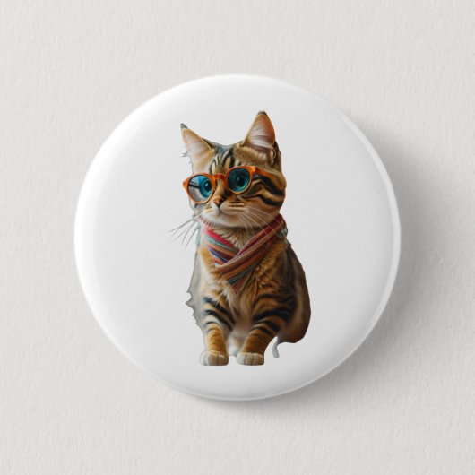 Badge Rond 5 Cm Chat Cool mignon (Devant)