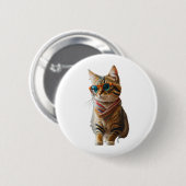 Badge Rond 5 Cm Chat Cool mignon (Devant & derrière)