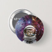 Badge Rond 5 Cm Chat Cosmonaut (Devant & derrière)