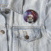 Badge Rond 5 Cm Chat Cosmonaut (En situation)
