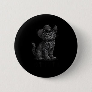 Badge Rond 5 Cm Chat cow-boy Kitty Up Chat occidental vintage 