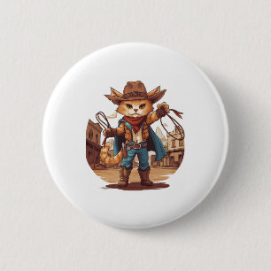 Badge Rond 5 Cm Chat Cowboy