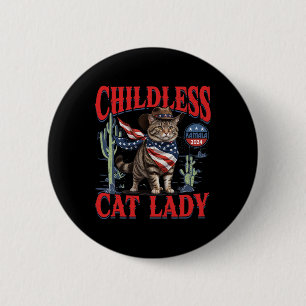 Badge Rond 5 Cm Chat Cowboy Sans Enfant Dame De Chat Pour L'Électi