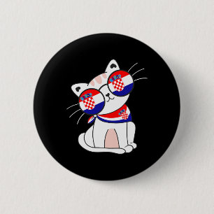 Badge Rond 5 Cm Chat croate Drapeau croate Vacances Drôle Croatie