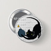 Badge Rond 5 Cm Chat curieux avec la bombe (Devant & derrière)