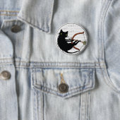 Badge Rond 5 Cm Chat curieux avec l'arc (En situation)