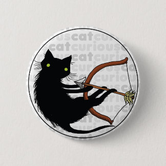 Badge Rond 5 Cm Chat curieux avec l'arc