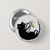 Badge Rond 5 Cm Chat curieux avec le fil (Devant & derrière)