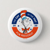 Badge Rond 5 Cm Chat dans le Casquette du Président (Devant)