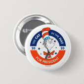 Badge Rond 5 Cm Chat dans le Casquette du Président (Devant & derrière)