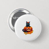Badge Rond 5 Cm Chat d'automne, Citrouille, Design graphique d'Hal (Devant & derrière)
