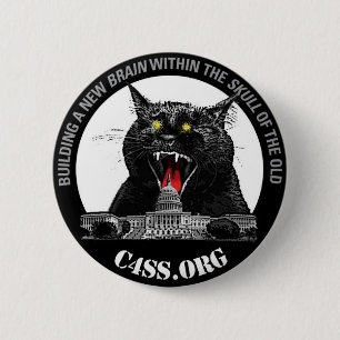 Badge Rond 5 Cm Chat de C4SS Lazer sur un bouton