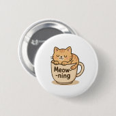 Badge Rond 5 Cm Chat de café Kawaii (Devant & derrière)