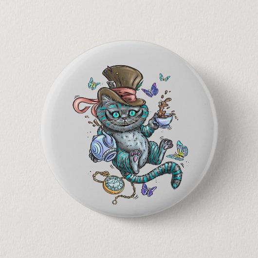Badge Rond 5 Cm Chat de Cheshire souriant  (Devant)