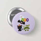 Badge Rond 5 Cm Chat de Cute Halloween, bat, mummy et ghost (Devant & derrière)
