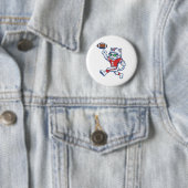 Badge Rond 5 Cm Chat de foot drôle (En situation)