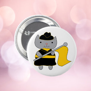Badge Rond 5 Cm Chat de Garde de Couleur Dessin Animé Noir Jaune
