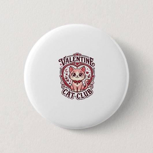 Badge Rond 5 Cm Chat de la Saint-Valentin Dessin drôle pour amateu (Devant)