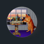 Badge Rond 5 Cm Chat de Menorah<br><div class="desc">Ainsi le chat est un roux qu'il est un Ashkenazi !  Et c'est crépuscule ainsi il est mis sur son kippah,  il allume les bougies et dit les prières,  et se rappelle qu'un grand miracle s'est produit là.</div>