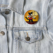 Badge Rond 5 Cm Chat de musique violon (En situation)