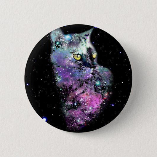 Badge Rond 5 Cm Chat de nébuleuse dans l'espace (Devant)