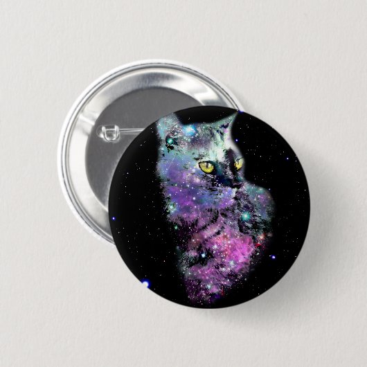Badge Rond 5 Cm Chat de nébuleuse dans l'espace (Devant & derrière)