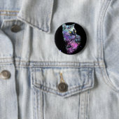 Badge Rond 5 Cm Chat de nébuleuse dans l'espace (En situation)